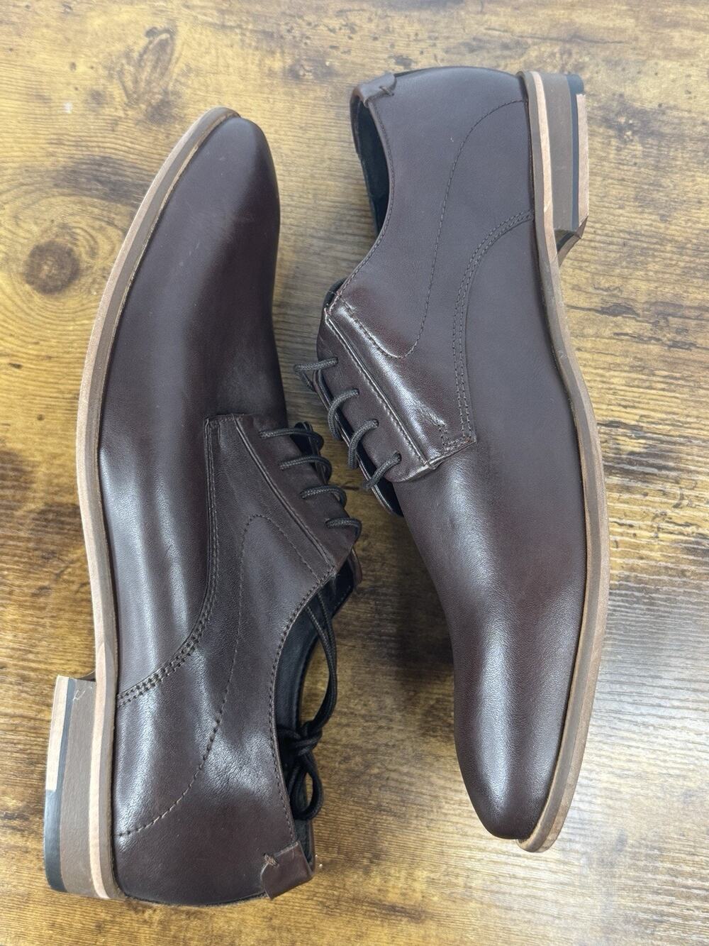 ASOS Design Men’s 11 Dark Brown Leather Derby Dress Shoes UK 10 EU 44